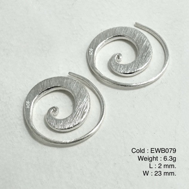Slow down and see these unique white line snail silver earrings!
