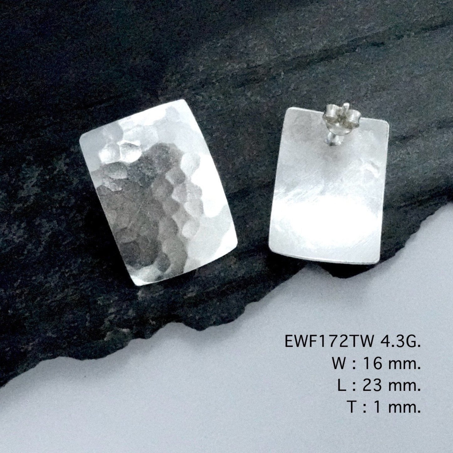 Feel the weight of 98% pure white sheet silver earrings.