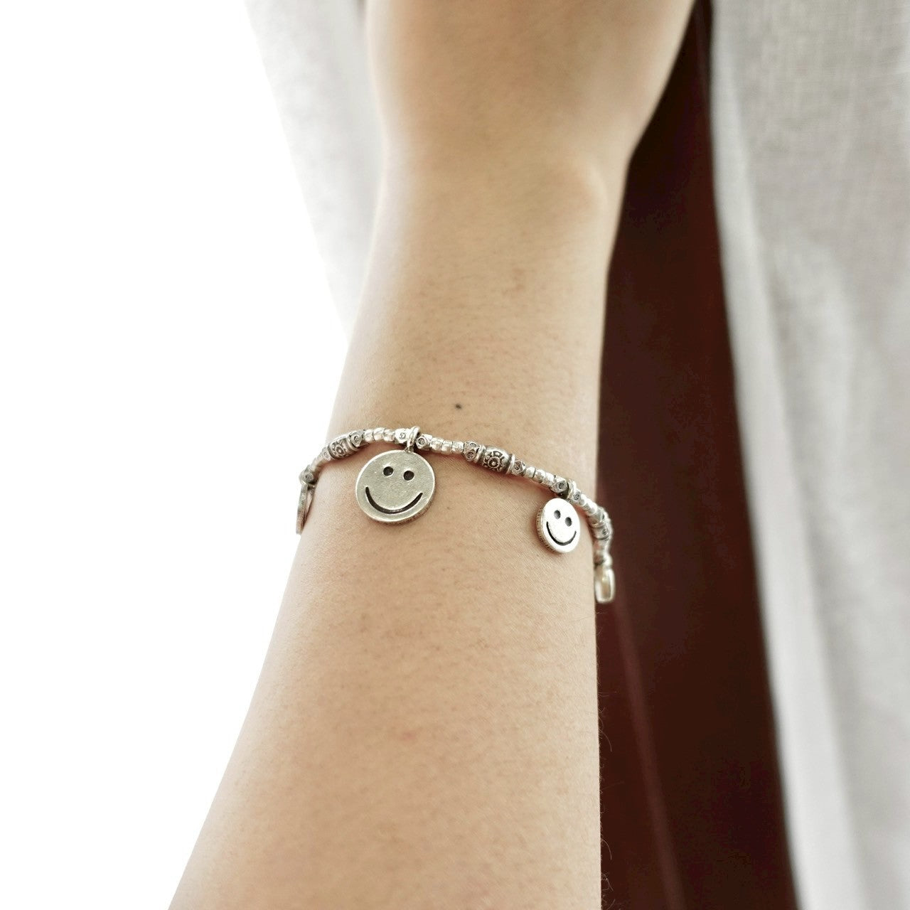 Our pure silver smile bracelet is here to brighten your day. handmade silver jewelry Thailand