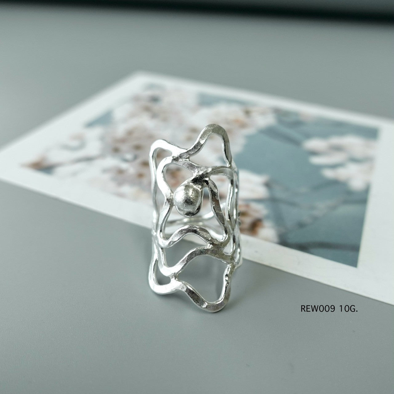 Silver ring. Ancient art, modern style.