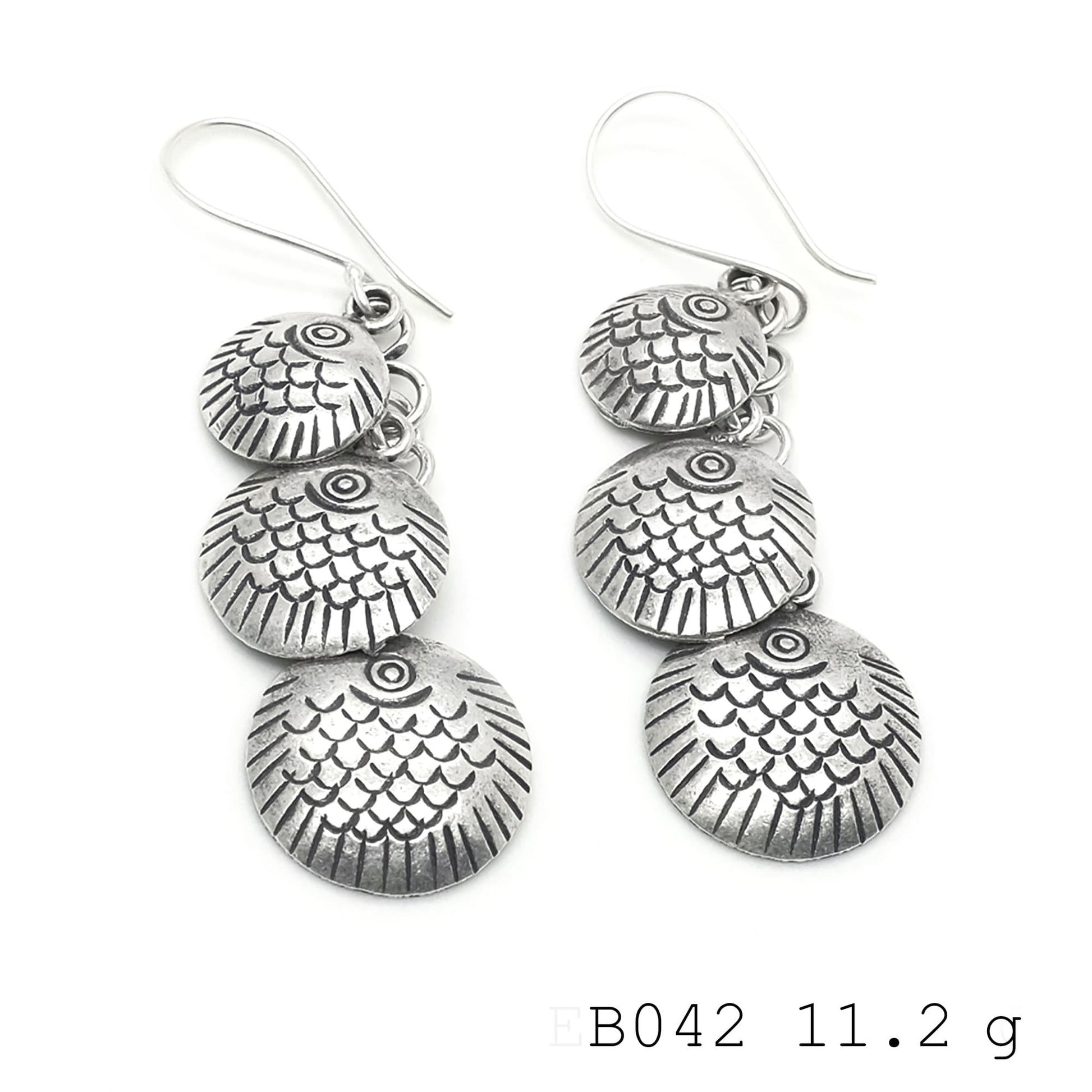 Fish earrings, big impact. Handmade earrings.