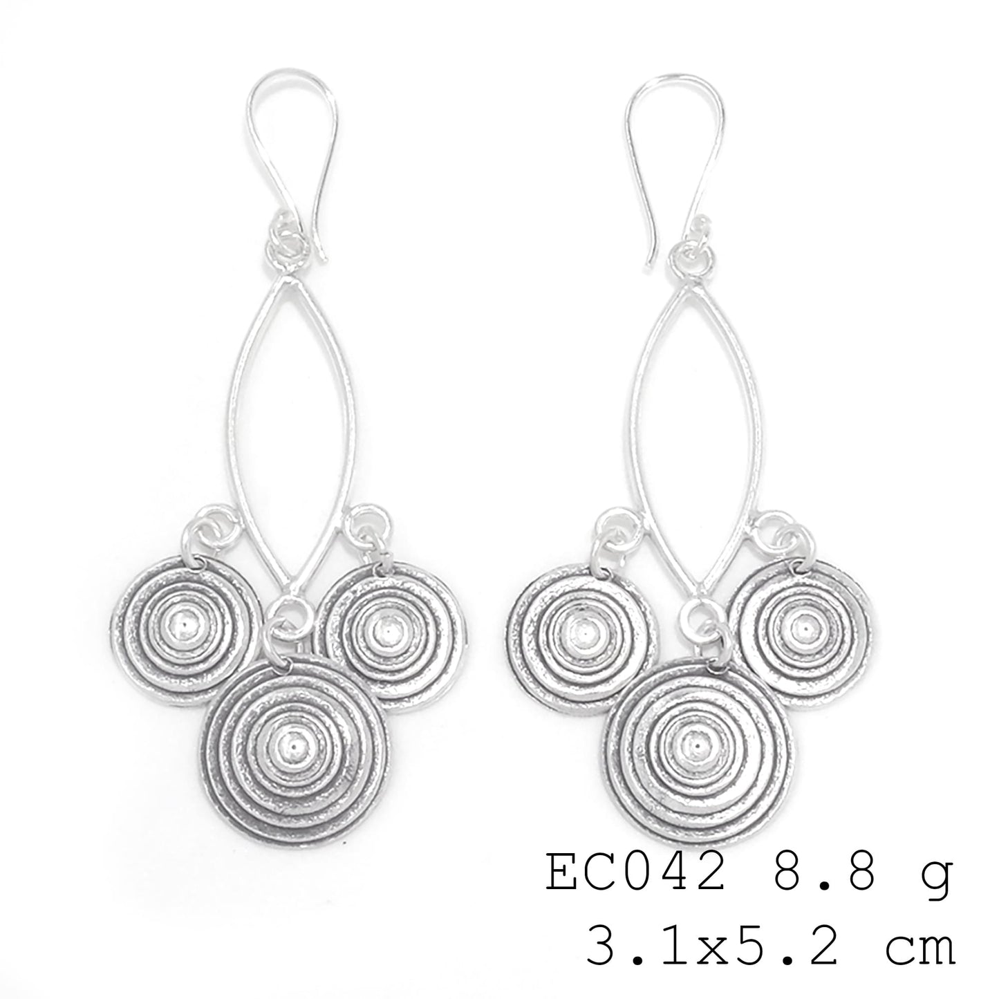 Artisan crafted, truly unique silver earrings.