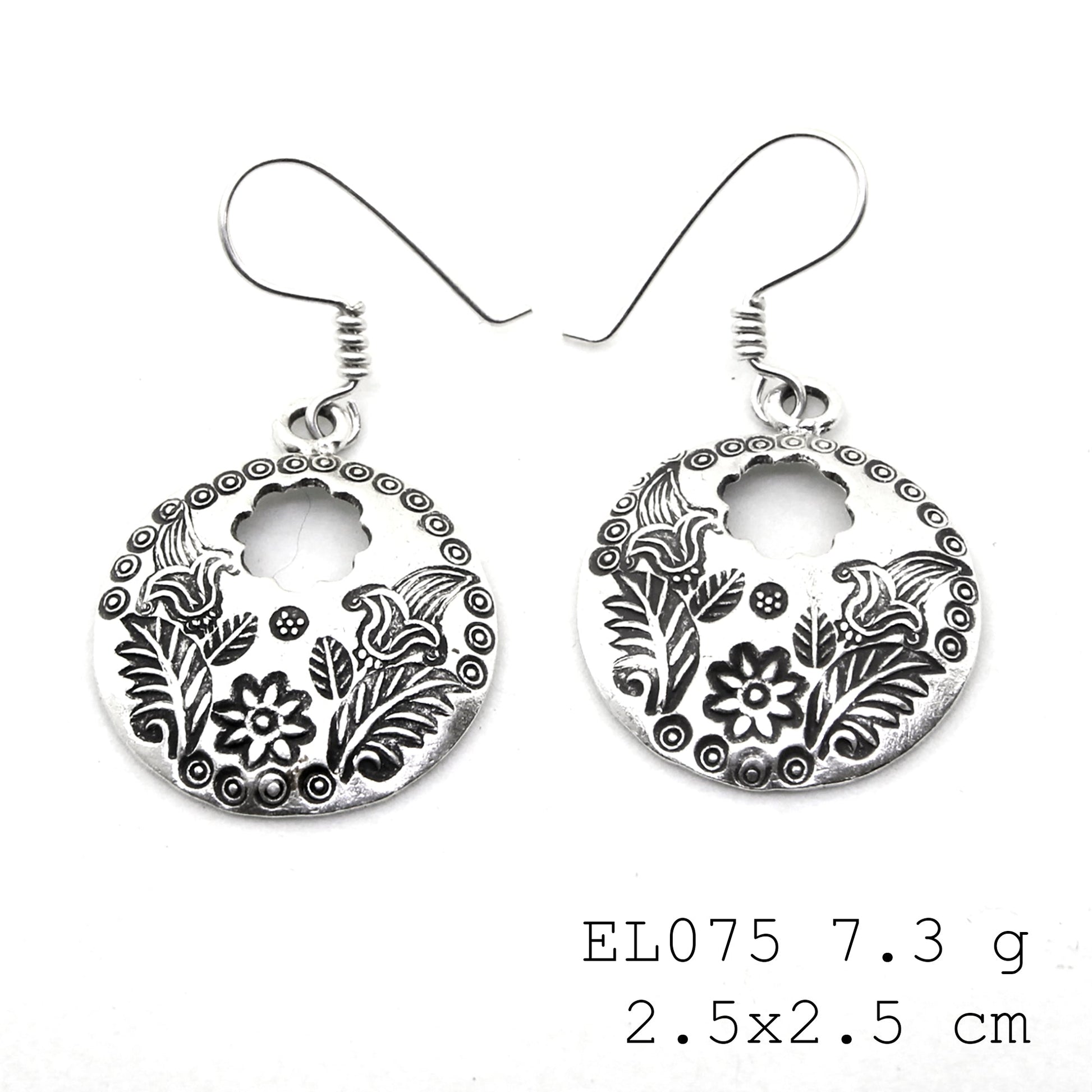 Authentic handmade quality in these silver earrings.