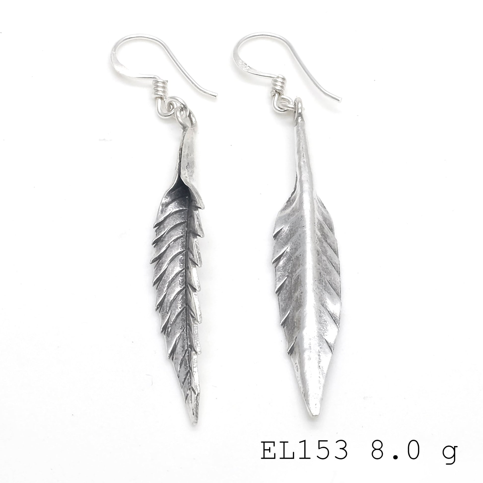 Delicate silver veins in these handmade silver earrings.