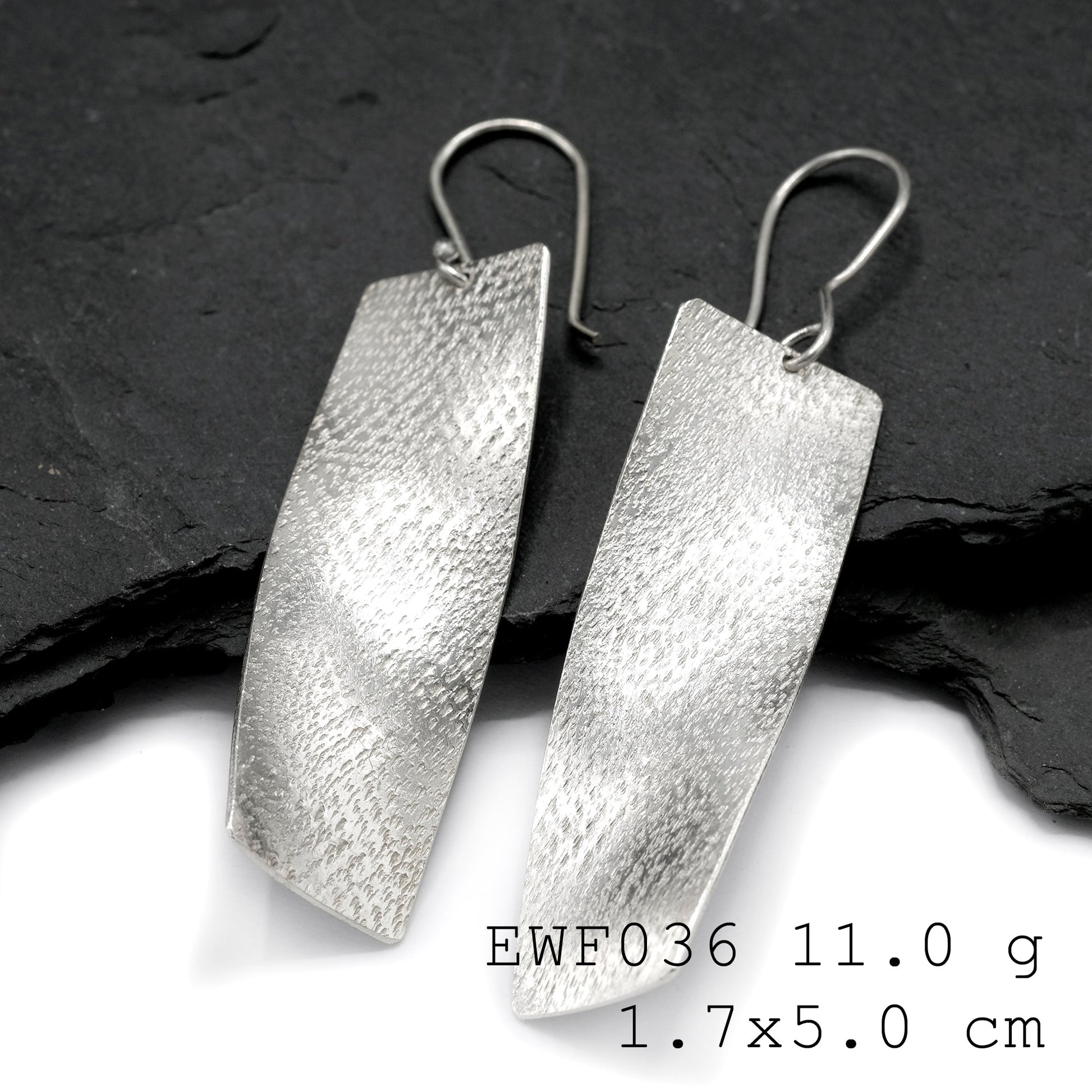 Artisan-made 98% pure white sheet silver earrings.