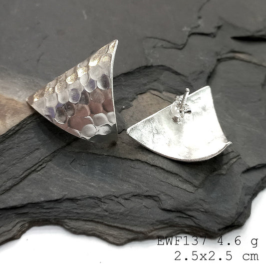 Selling out! Our handmade white sheet silver earrings.