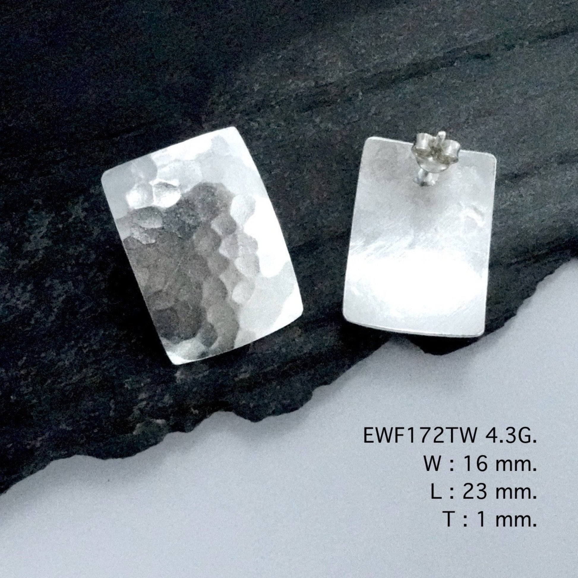 Feel the weight of 98% pure white sheet silver earrings.