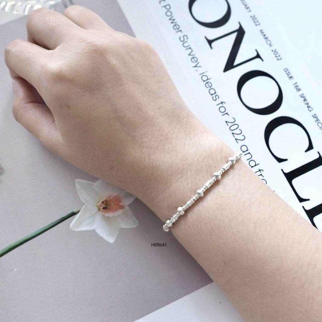 Rustic Handmade Silver Bracelet - 98% Pure Fine Silver