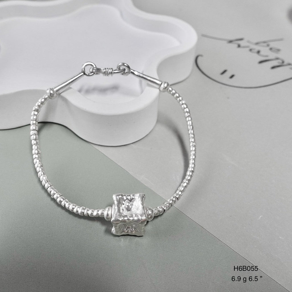 High-Purity 98% Silver Bracelet - Hand-Hammered Artisan Cuff