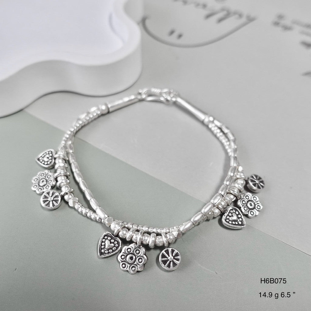 High-Purity 98% Silver Bracelet - Elegant Handmade Cuff