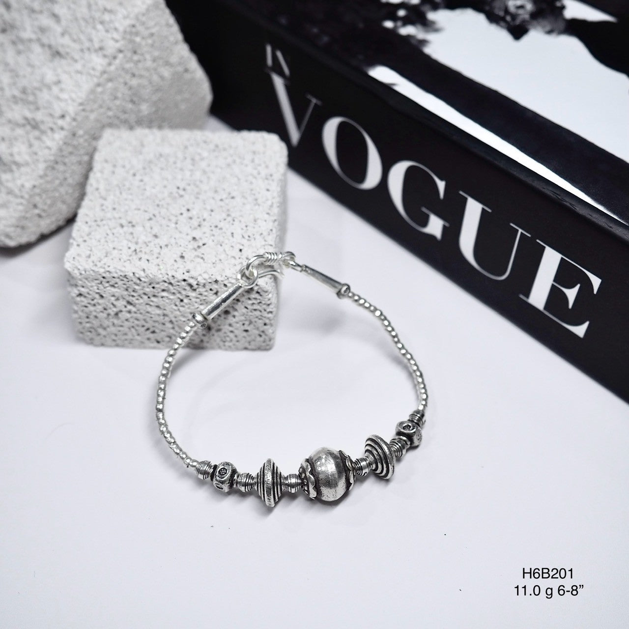 Match any outfit with this versatile, handmade silver bracelet.