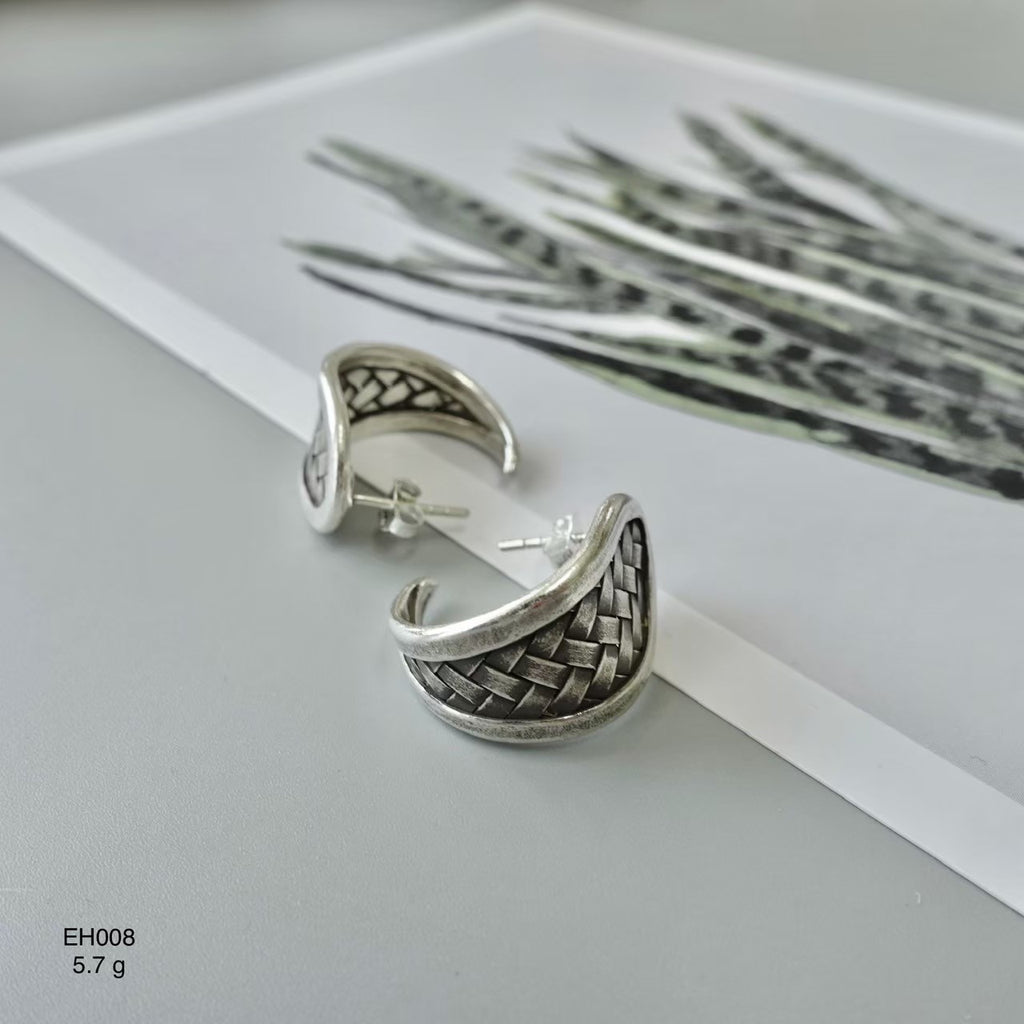 One-of-a-kind 98-99% pure silver earrings. handmade silver jewelry Thailand