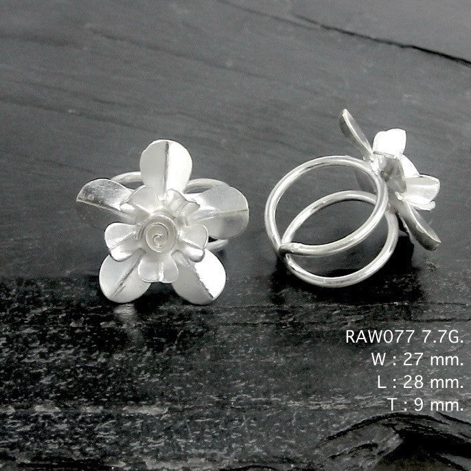 Delicate details on a unique silver ring.