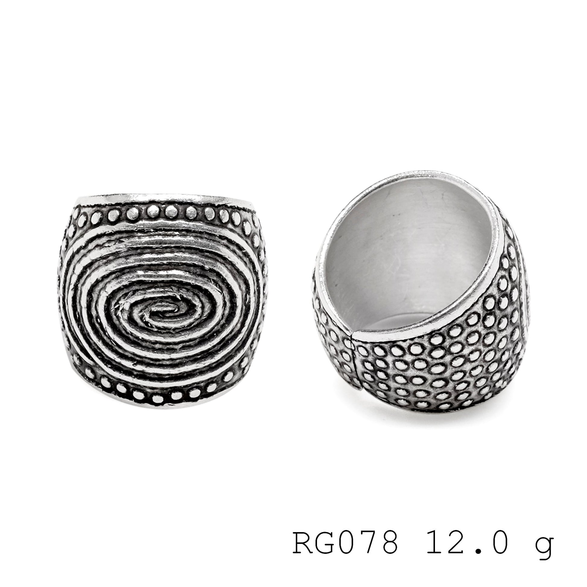 Hand-sculpted charm. The Snail Shell silver ring.