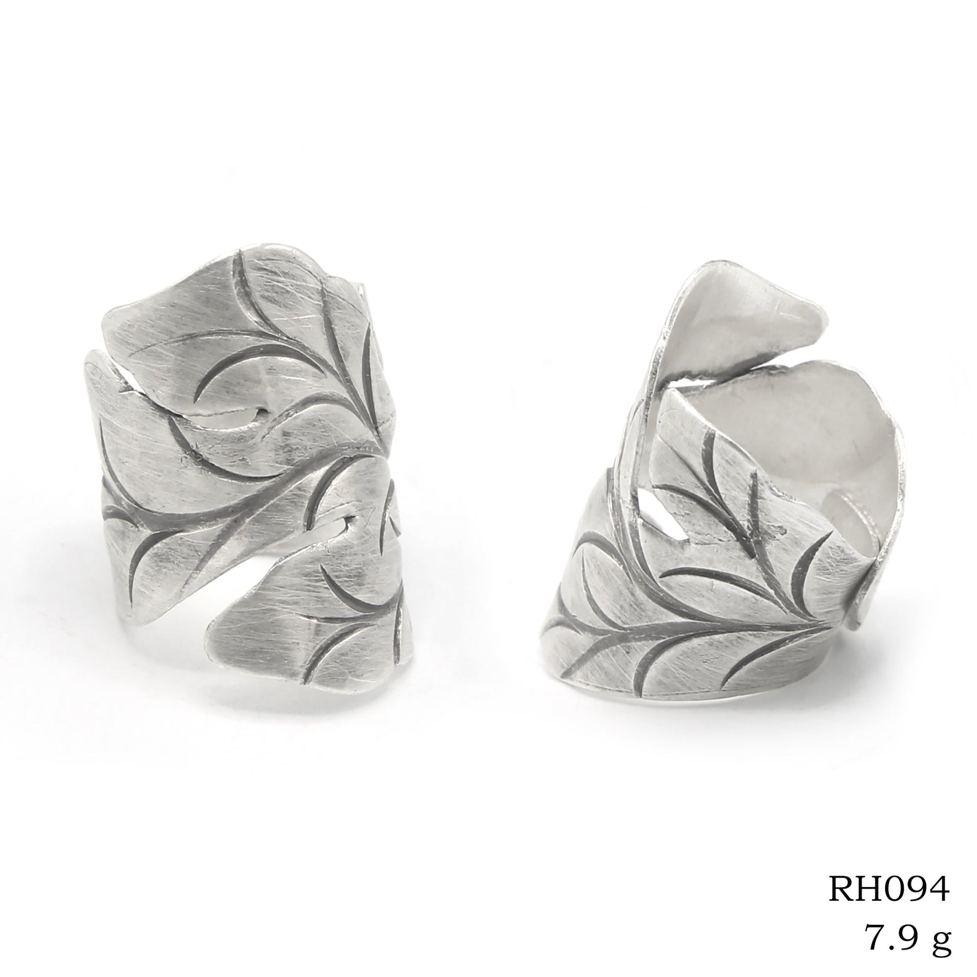 Delicately detailed silver ring.