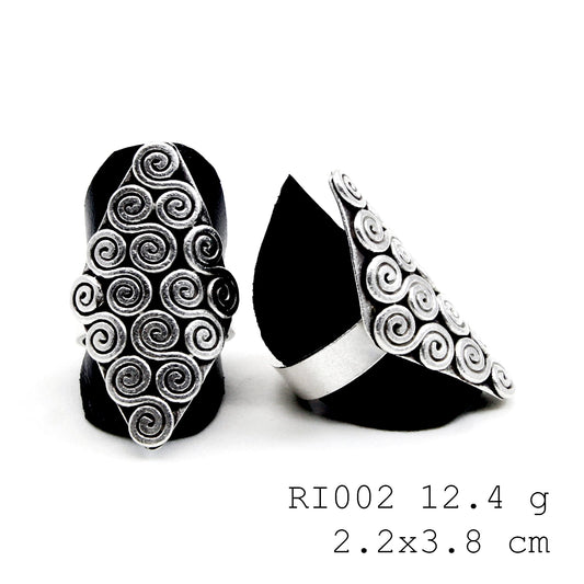 Abstract lines, artisan shine. Your new silver ring.