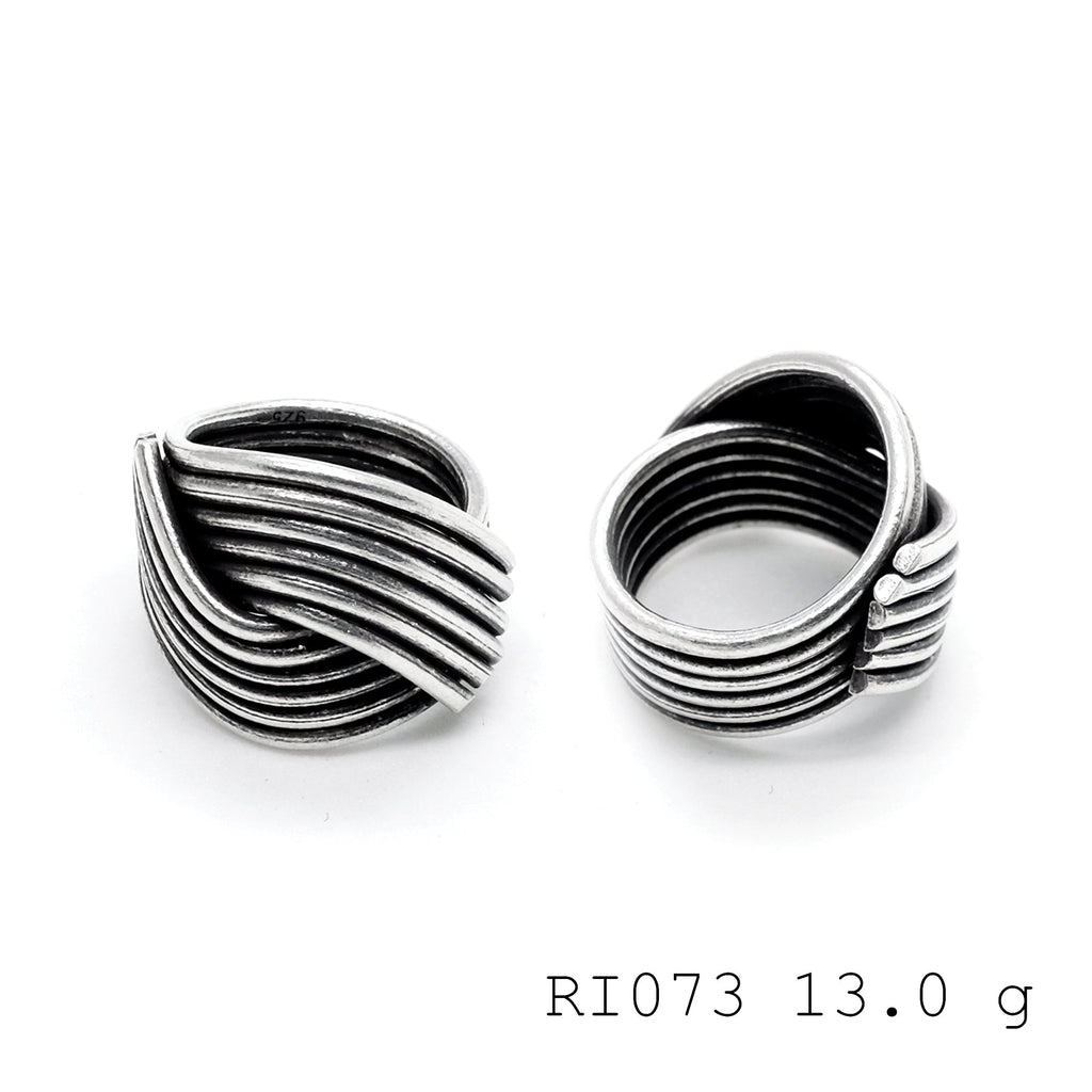 Artisan touch, unique finish. Snail line silver ring.