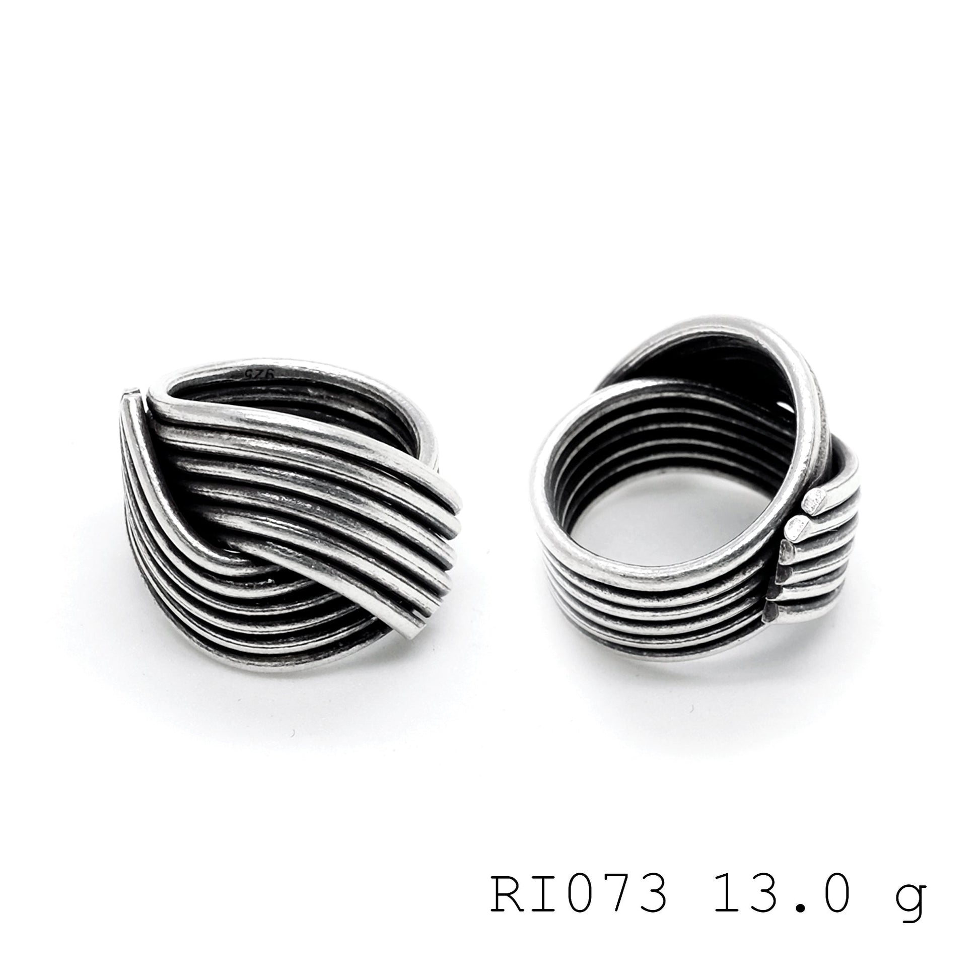 Artisan touch, unique finish. Snail line silver ring.