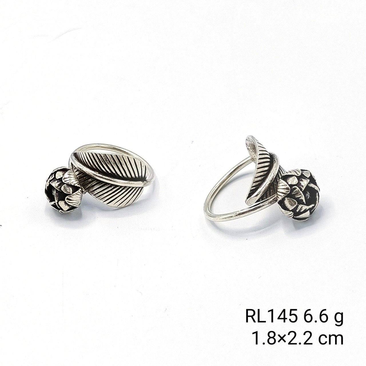 Boldly botanical silver ring.