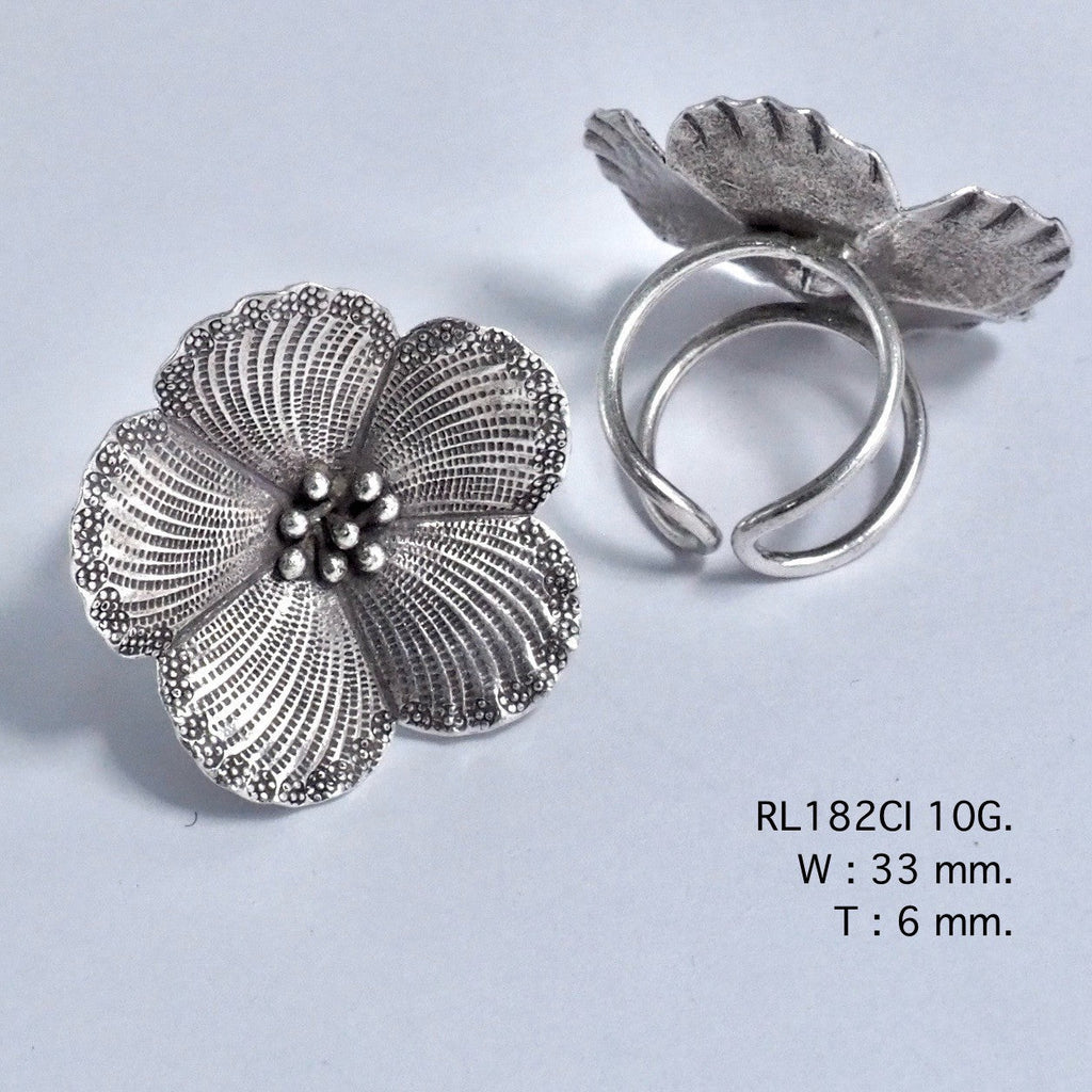 Simply silver, simply flower silver ring.