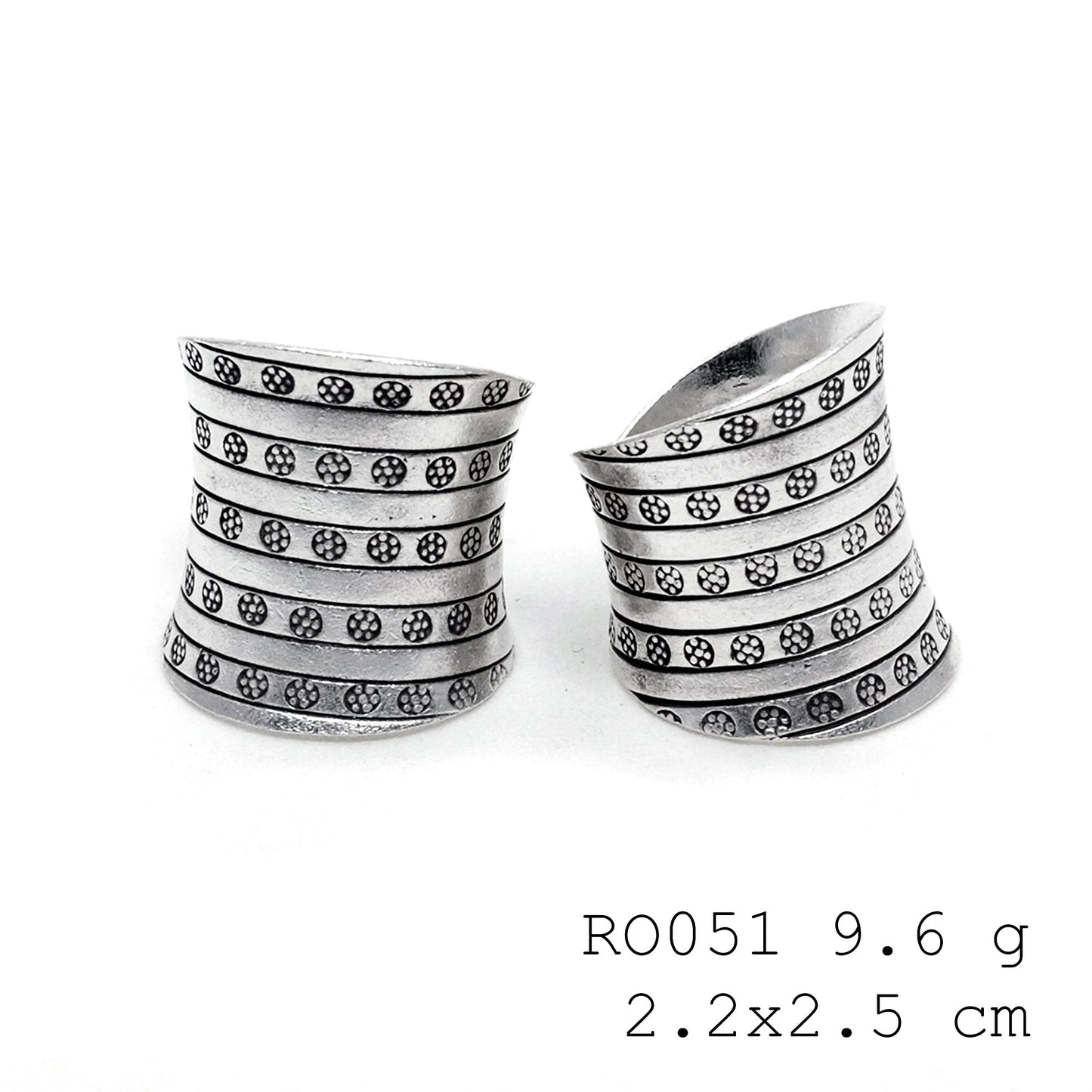 Make a statement with a carved silver ring.