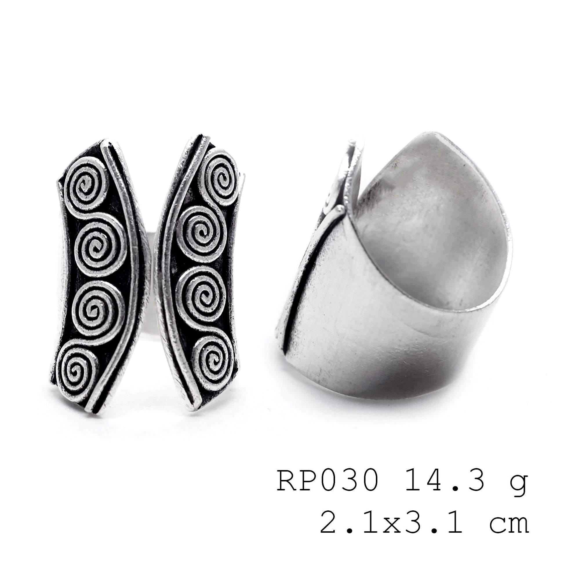 Masterfully pure. A front-open, handmade silver ring.