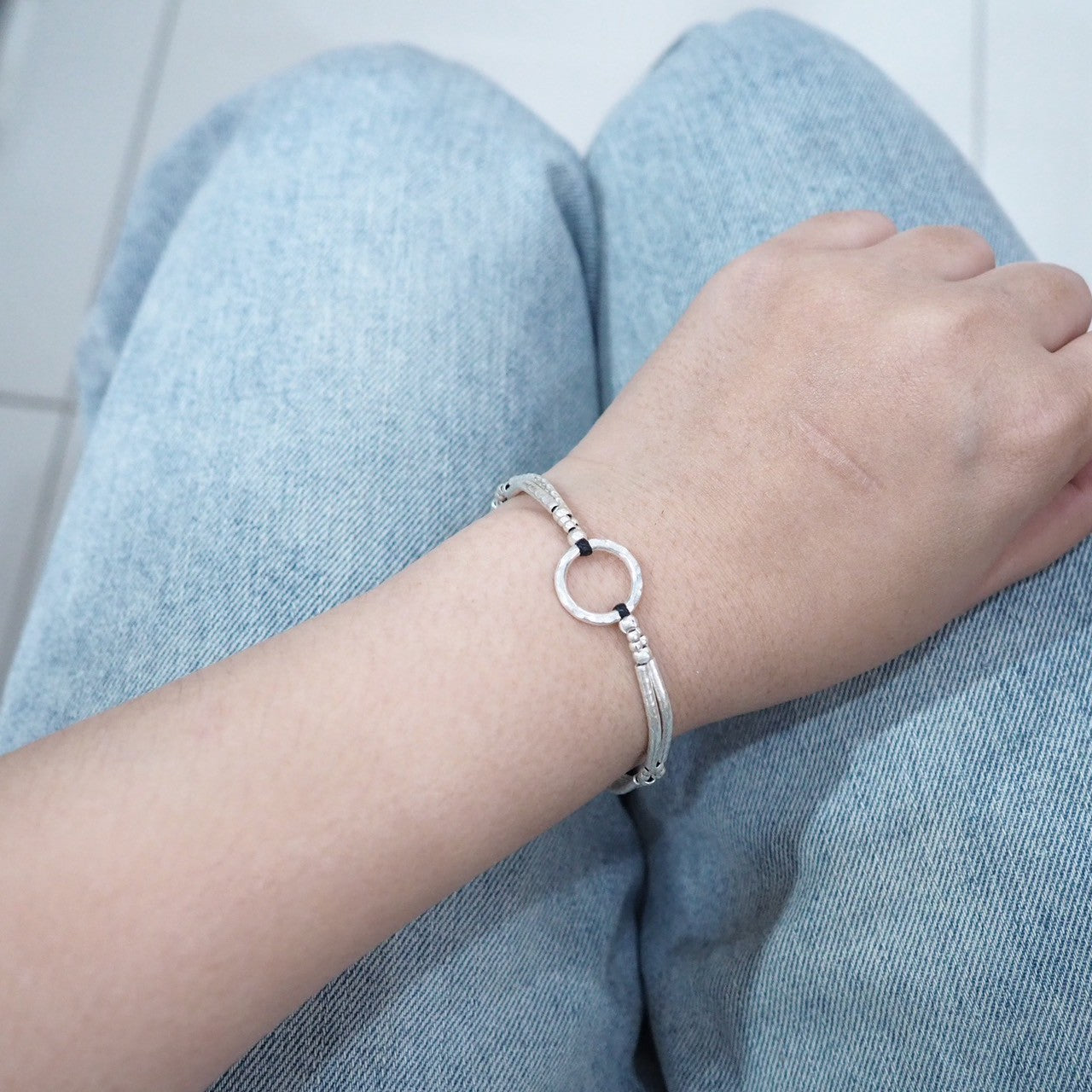 Your daily dose of sparkle. Silver bracelet must-have.