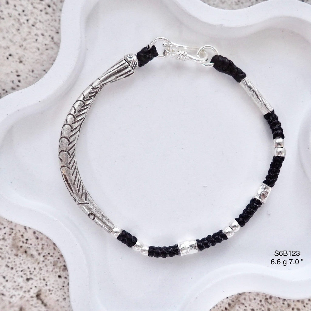 Premium silver in a unique handmade bracelet.
