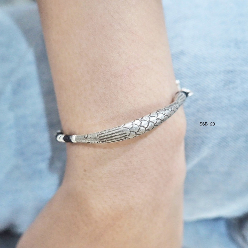 Premium silver in a unique handmade bracelet.