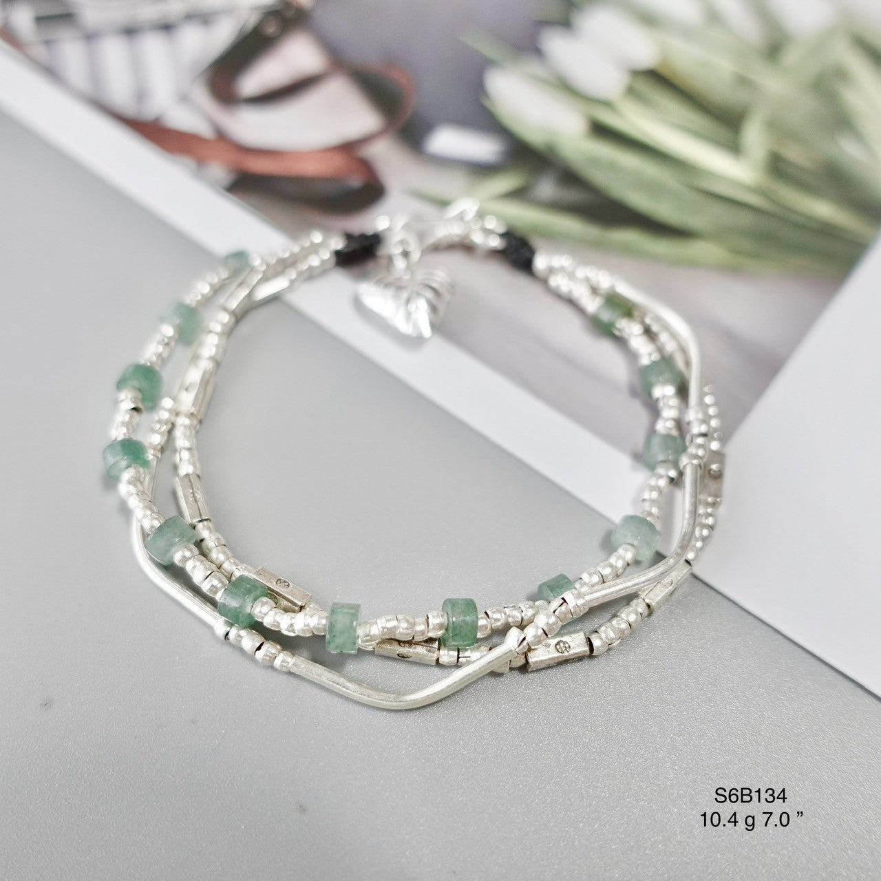 Lightweight and comfortable silver bracelet.