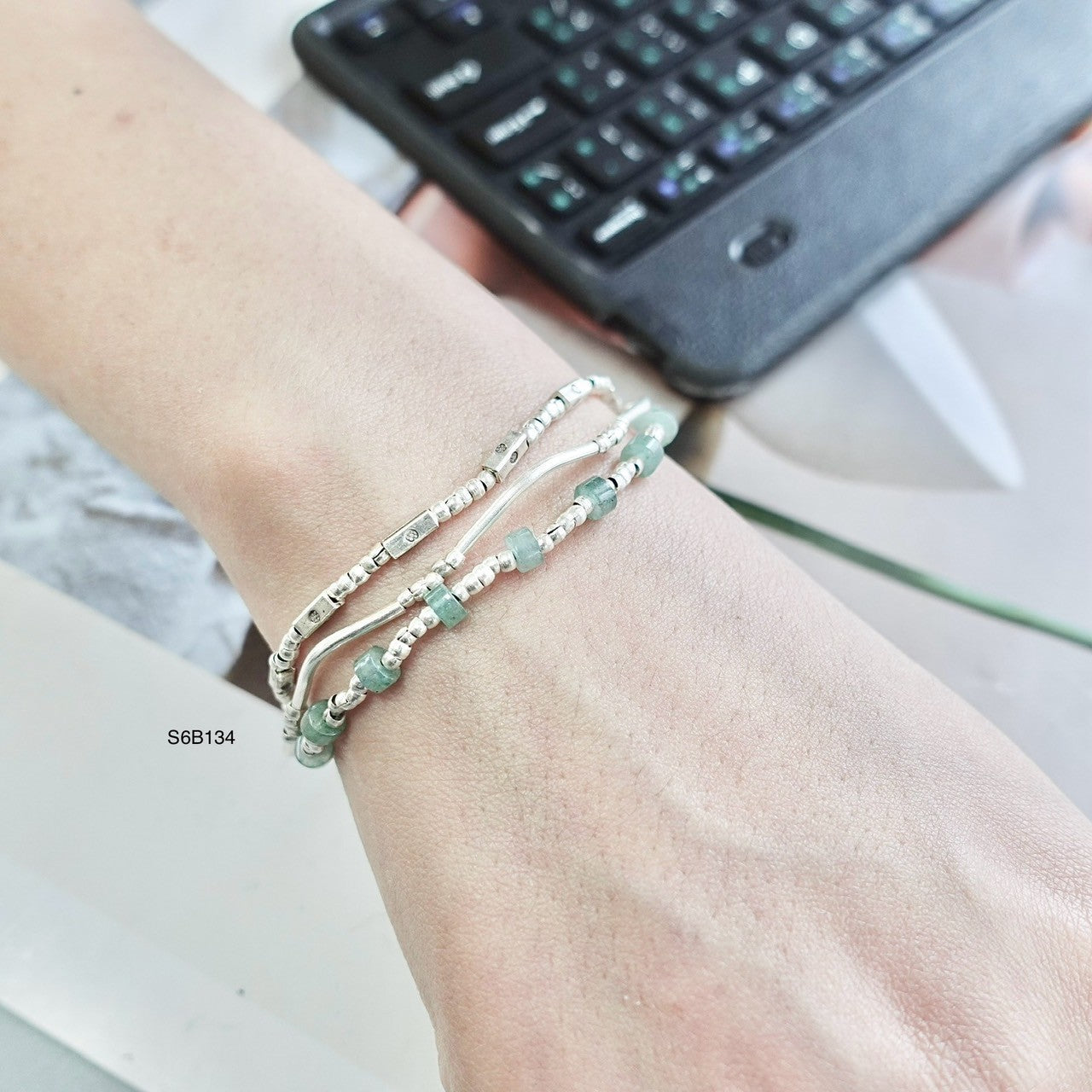 Lightweight and comfortable silver bracelet.