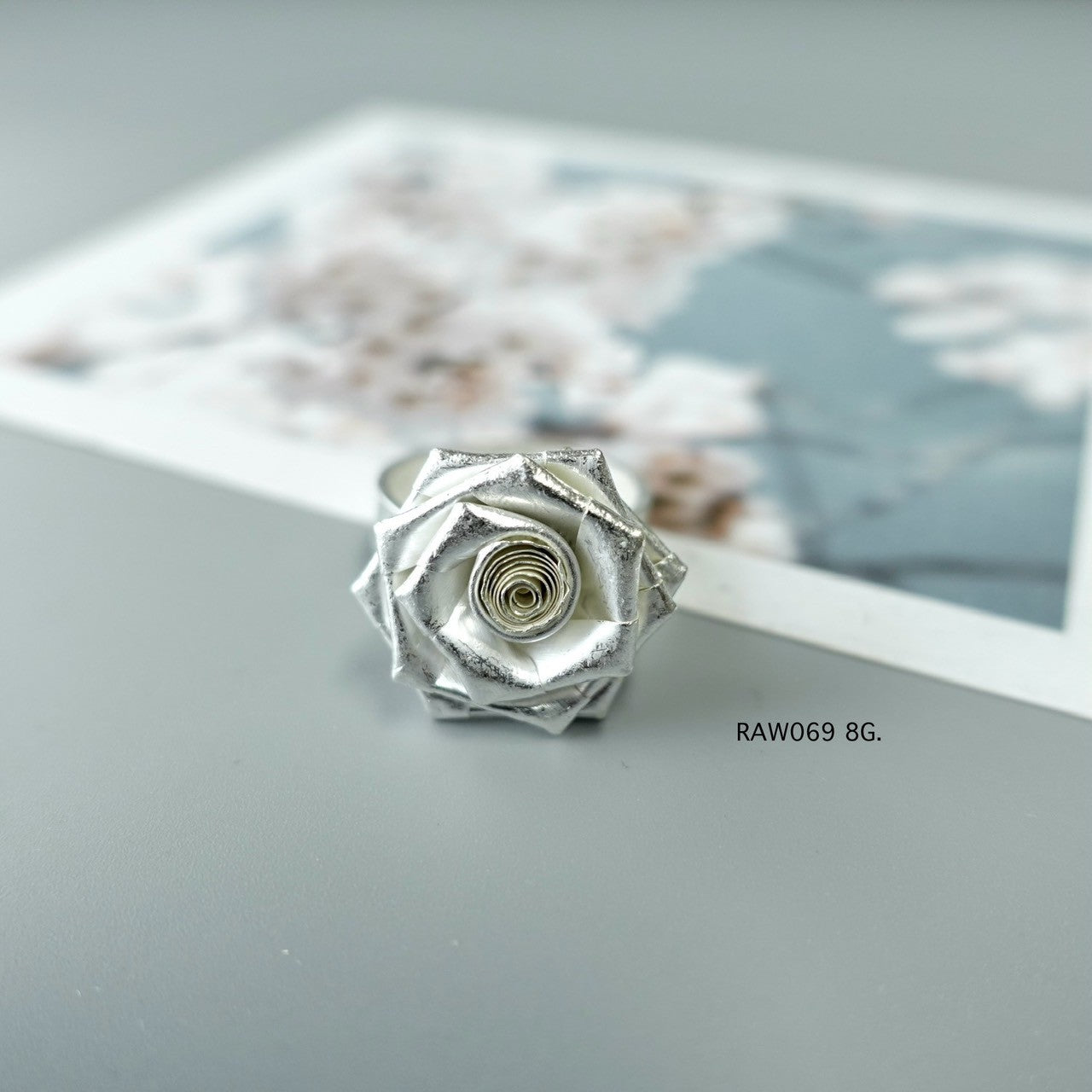 Flower silver ring. Floral elegance.