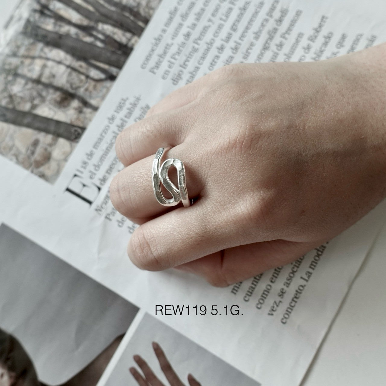 Wearable art in silver. Silver ring.