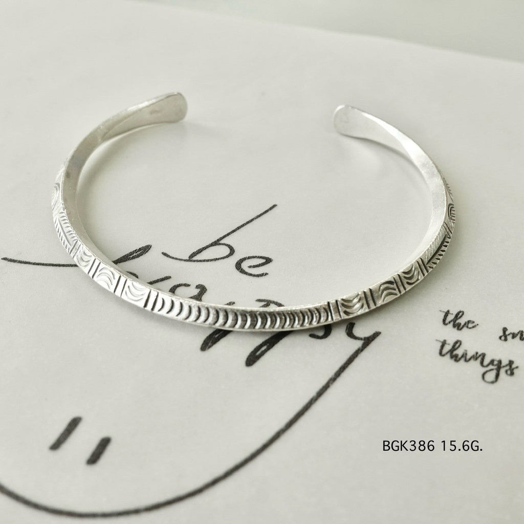Handmade silver bangle. Earthy, bold, beautifully yours.