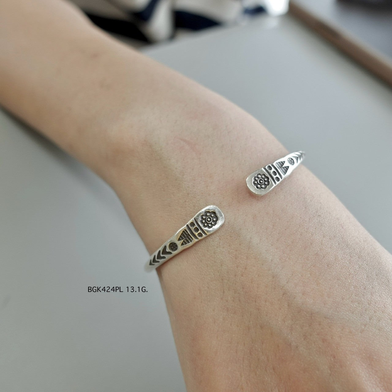 Nothing basic about this silver bangle.