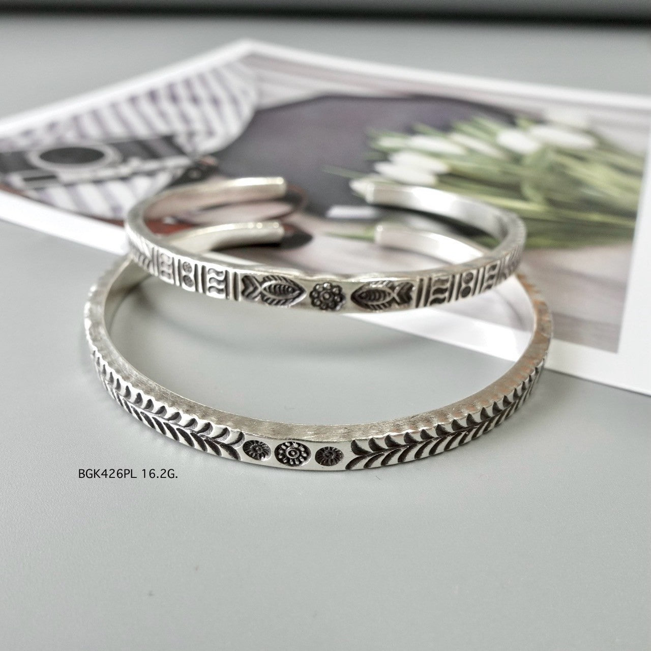Start your stack with a handmade bangle.